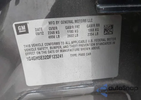 2013 Buick Lacrosse Premium 2 Group из США, поврежденный, VIN 1G4GH5E32DF123241